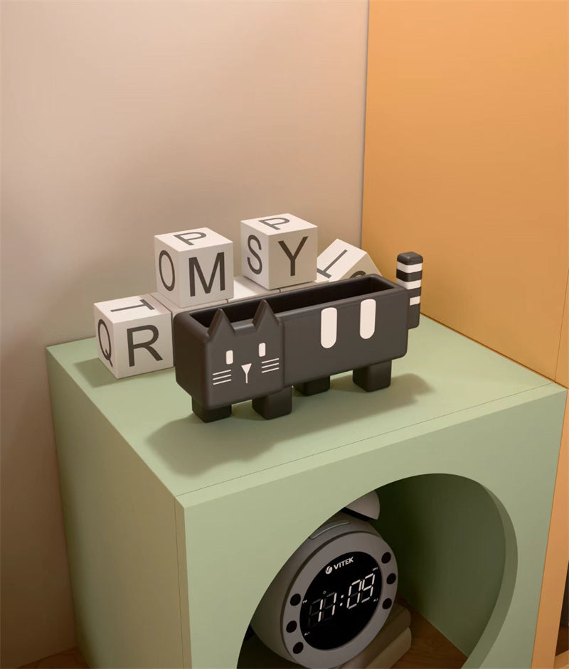 Cute Cat - Shaped Desk Organizer, Multi - Purpose Storage Box for Home & Office