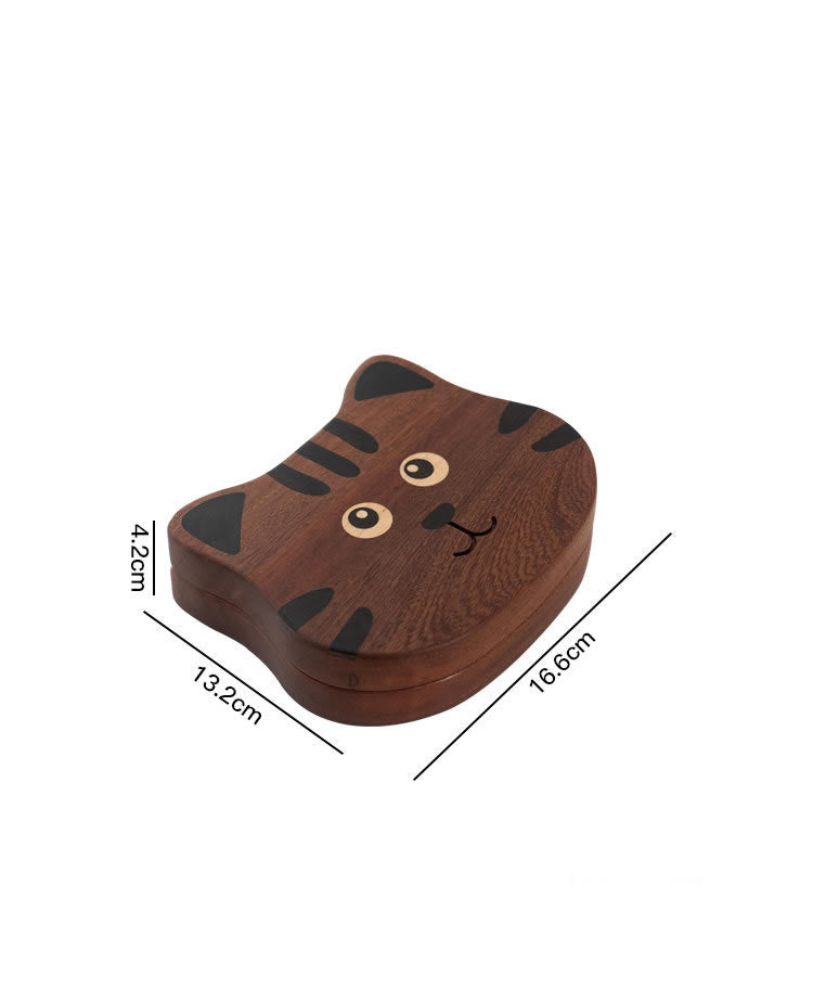 Cute Cat-Shaped Wood Jewelry Box - Organizer for Rings, Necklaces & Bracelets