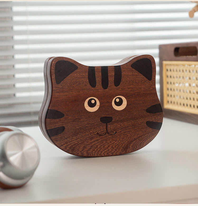 Cute Cat-Shaped Wood Jewelry Box - Organizer for Rings, Necklaces & Bracelets