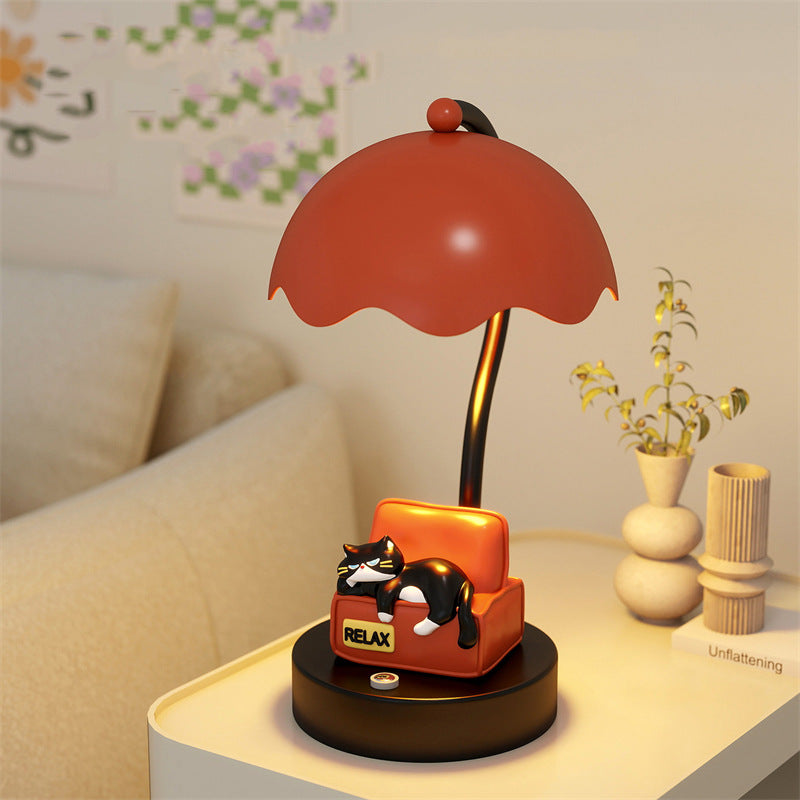 Cute Cat Table Lamp - Dopamine Style Rechargeable Night Light for Bedroom & Desk