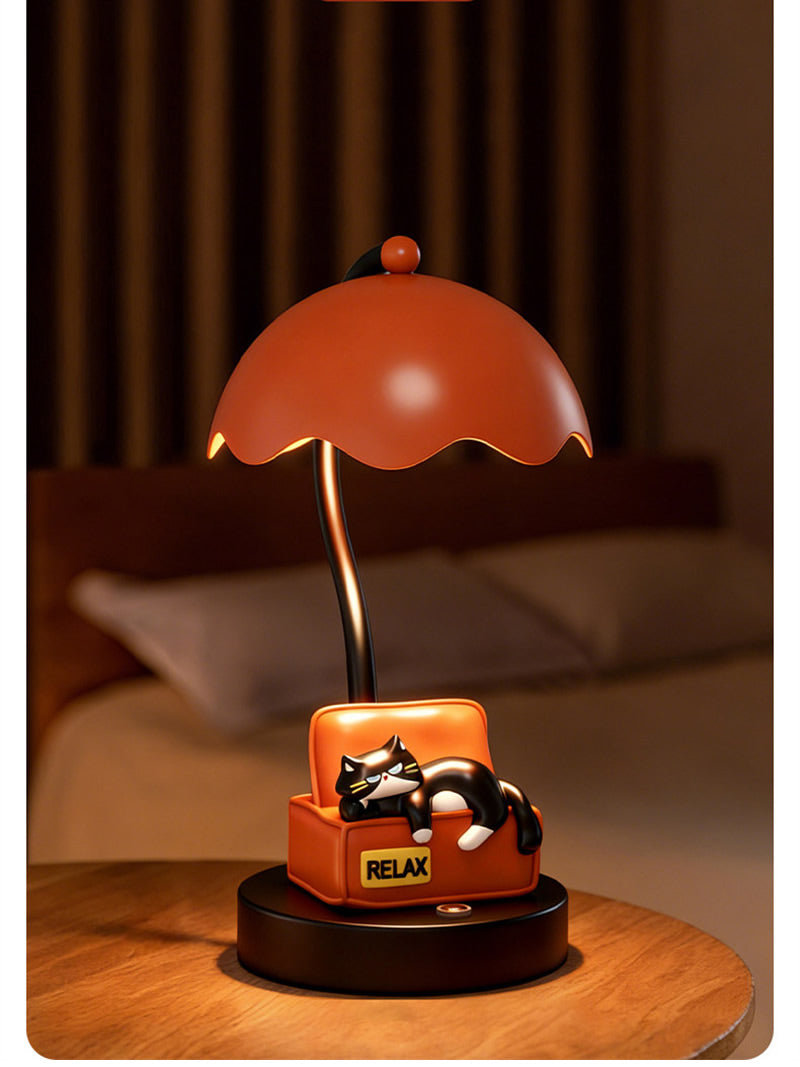 Cute Cat Table Lamp - Dopamine Style Rechargeable Night Light for Bedroom & Desk