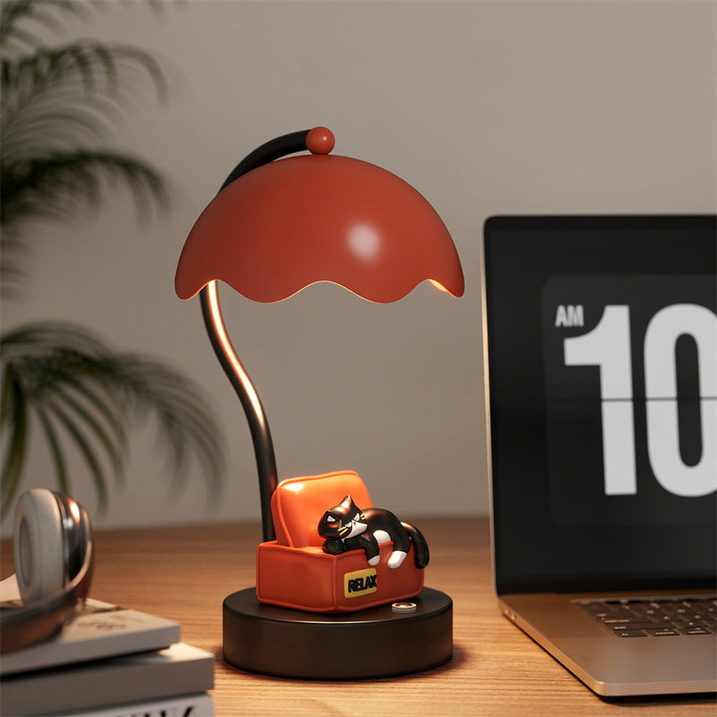 Cute Cat Table Lamp - Dopamine Style Rechargeable Night Light for Bedroom & Desk