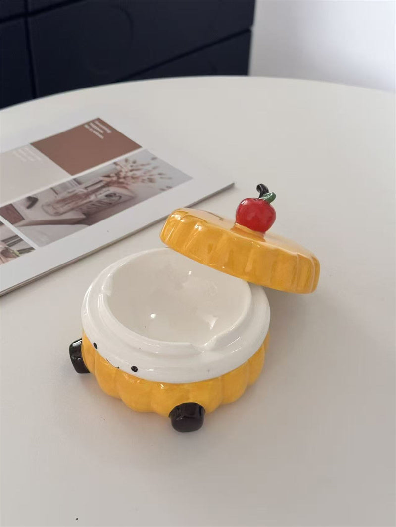 Cute Ceramic Sandwich Cookie Ashtray & Jewelry Box – Smiley Face Novelty Design