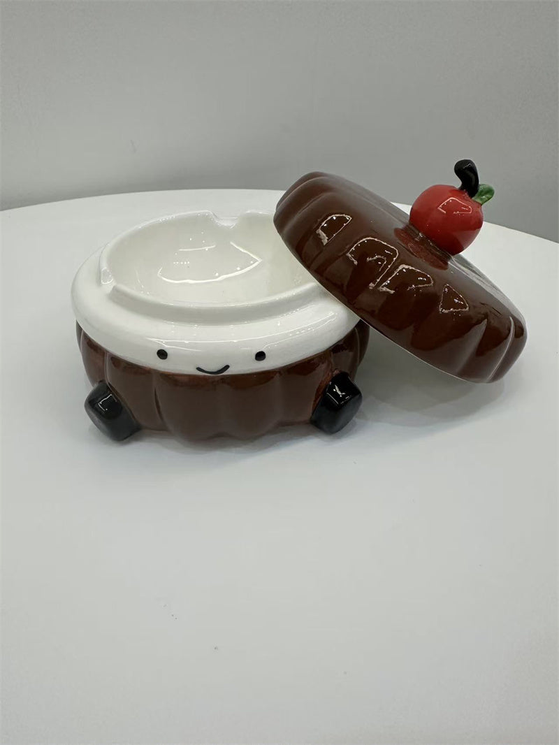Cute Ceramic Sandwich Cookie Ashtray & Jewelry Box – Smiley Face Novelty Design