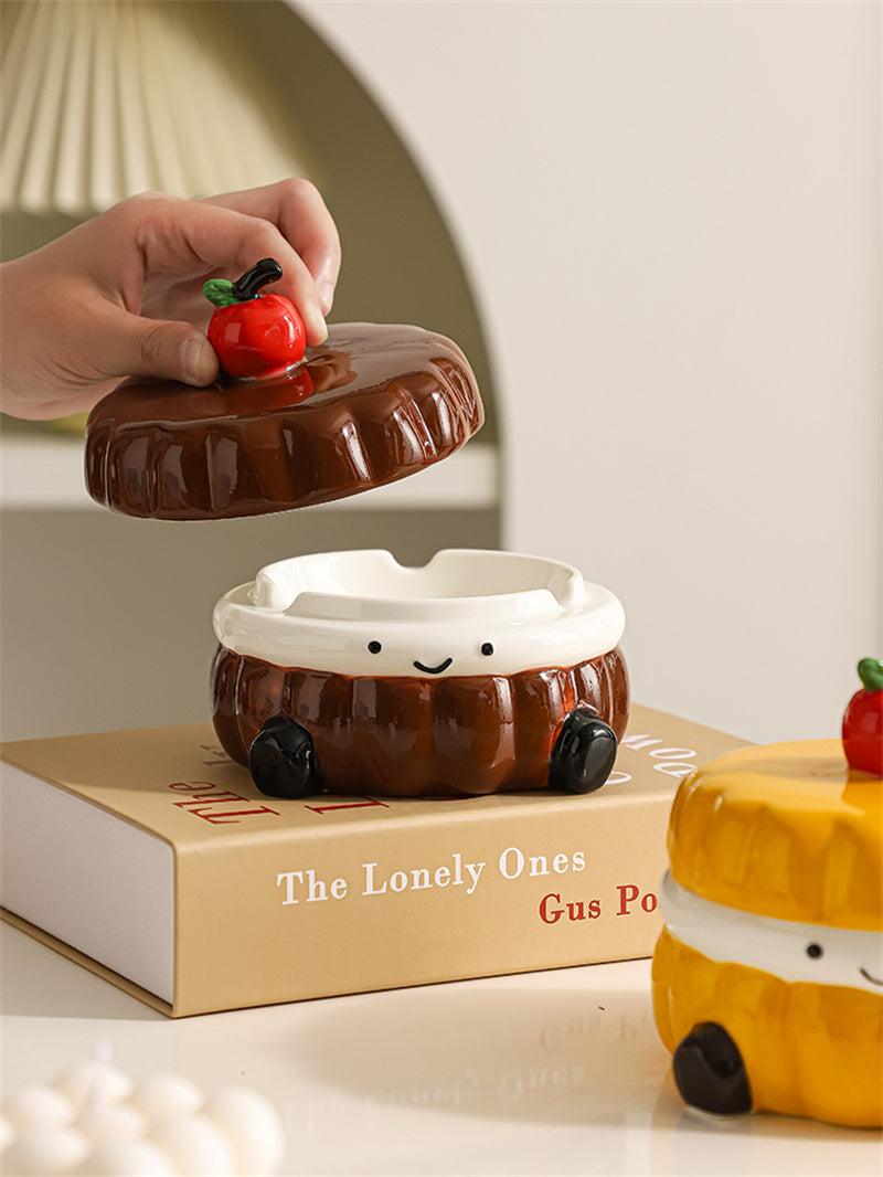 Cute Ceramic Sandwich Cookie Ashtray & Jewelry Box – Smiley Face Novelty Design