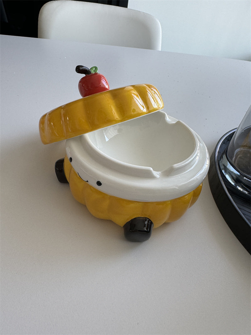 Cute Ceramic Sandwich Cookie Ashtray & Jewelry Box – Smiley Face Novelty Design
