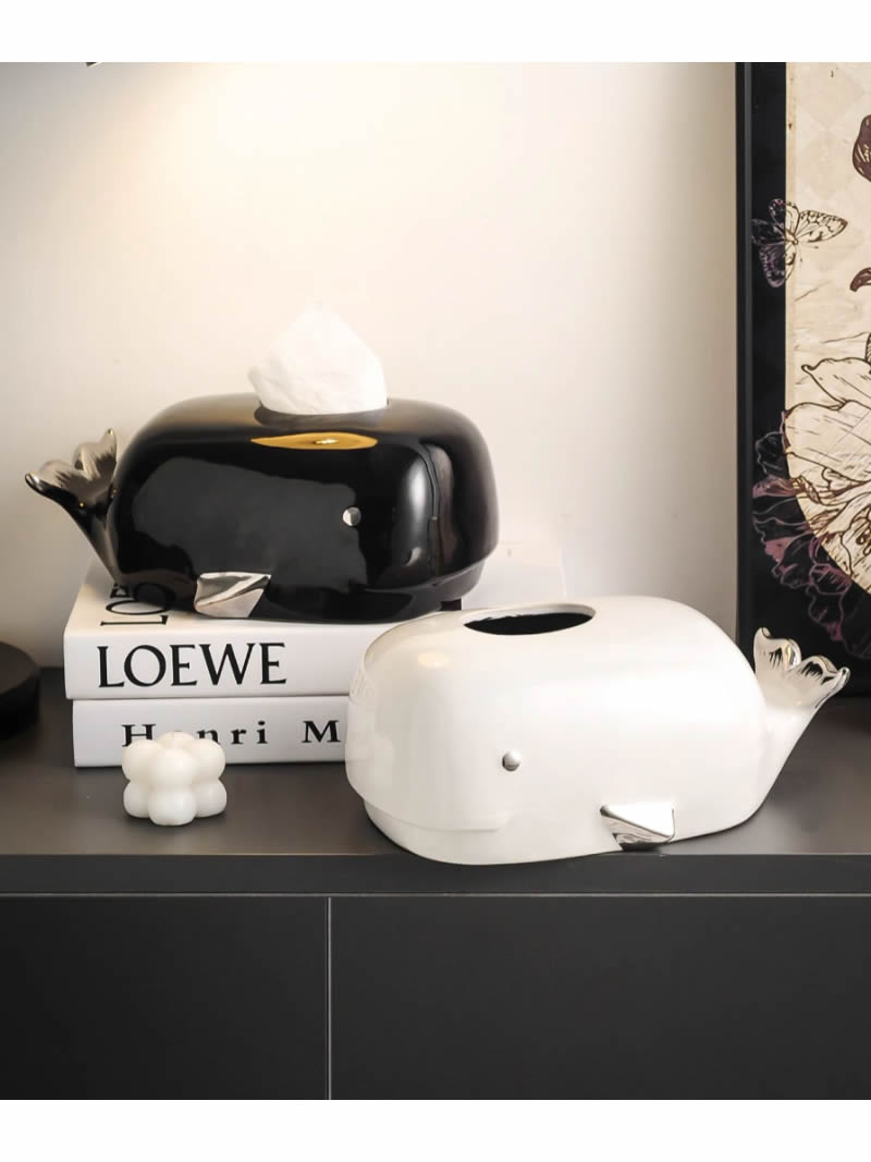Cute Ceramic Whale Tissue Box Cover - Fun Home Decor