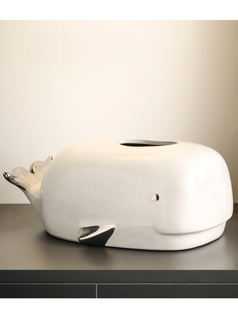 Cute Ceramic Whale Tissue Box Cover - Fun Home Decor