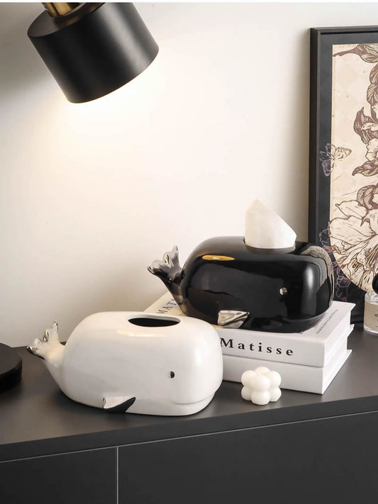 Cute Ceramic Whale Tissue Box Cover - Fun Home Decor