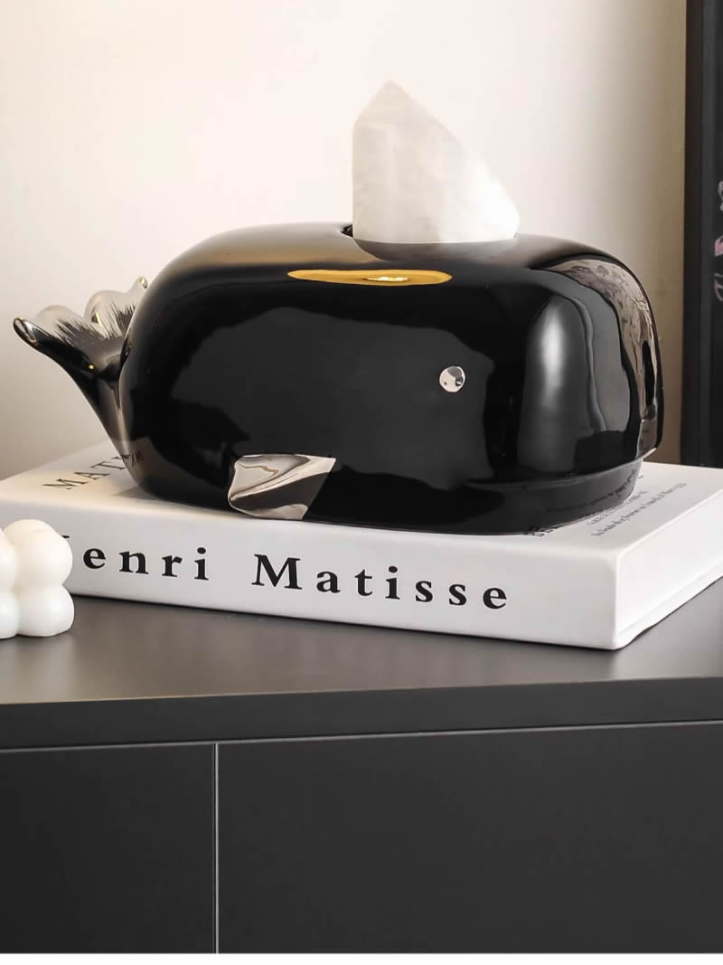 Cute Ceramic Whale Tissue Box Cover - Fun Home Decor