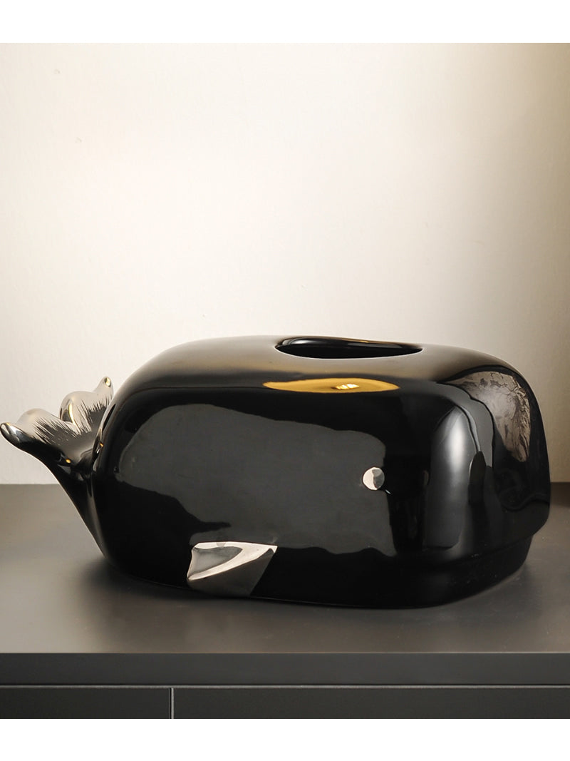 Cute Ceramic Whale Tissue Box Cover - Fun Home Decor