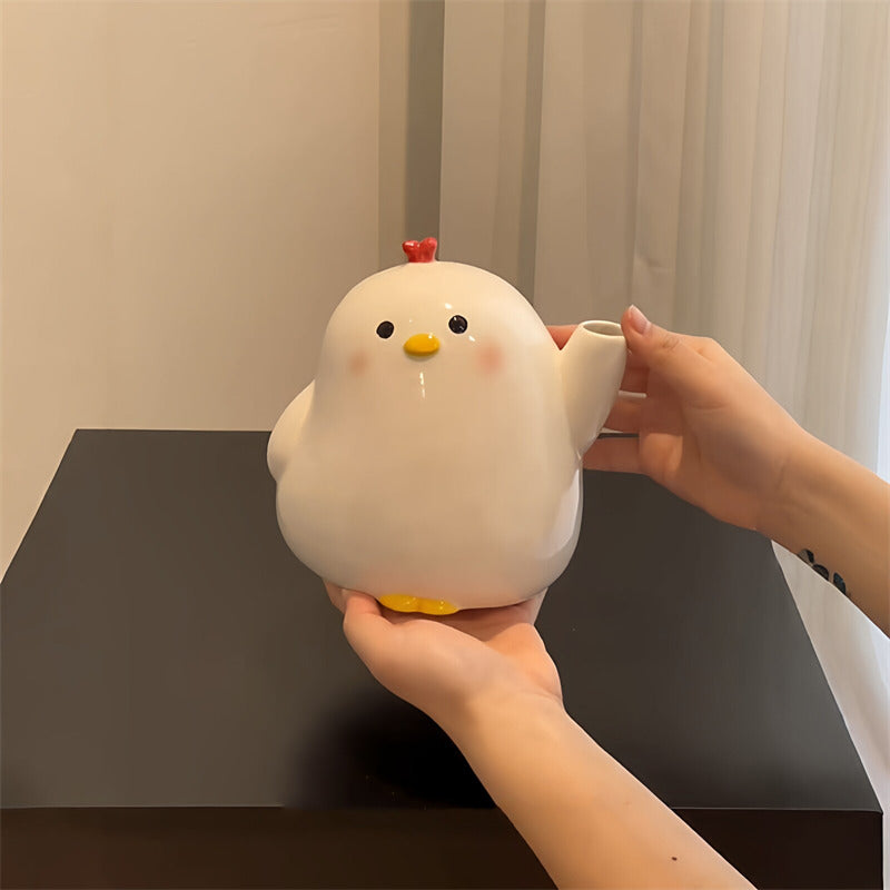Cute Chicken Ceramic Vase - Adorable Bird-Shaped Flower Holder for Home, Desk & Nursery Decor