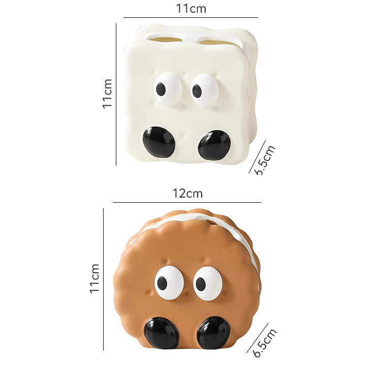 Cute Cookie Toothbrush Holder - Bathroom Desktop Organizer for Toothbrushes & Cosmetics