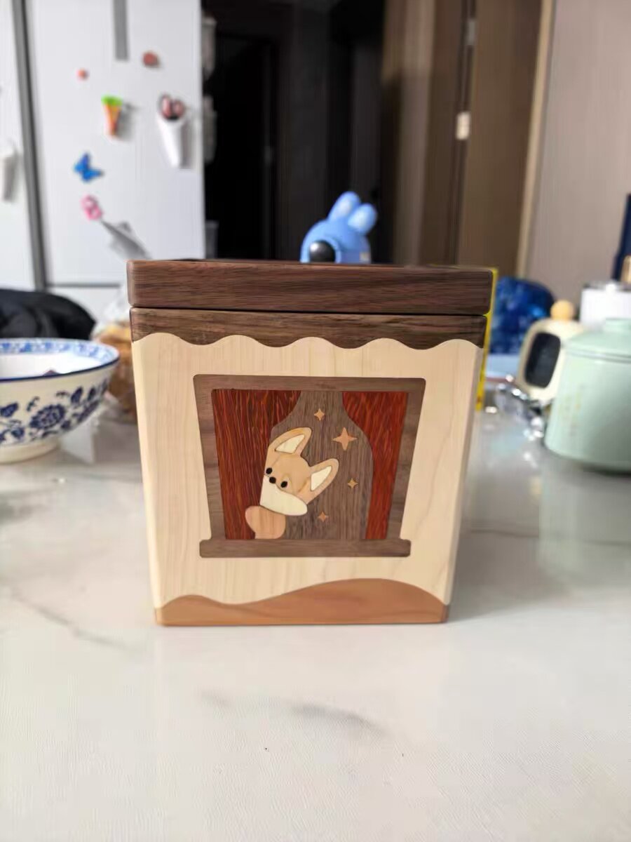 Cute Corgi Multi-compartment Wooden Desk Organizer & Pen Holder for Office Home School Decor Gift
