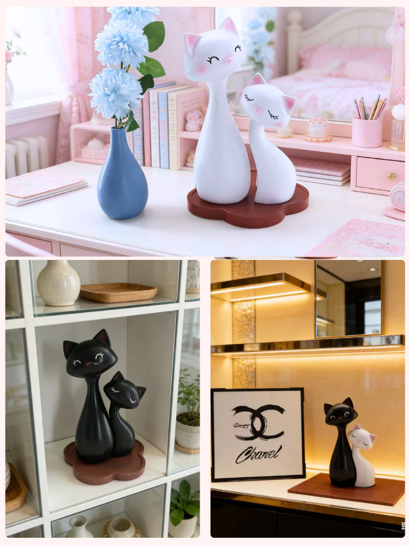 Cute Couple Cat Figurine ,Bedroom Decoration Ornaments
