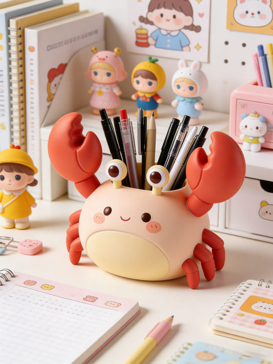 Cute Crab Pen Holder Cartoon Animal Desk Organizer,for Kids Office School Supplies Desktop Decor Gift