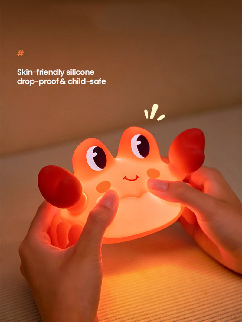 Cute Red Crab Silicone Night Light, Kawaii LED Nursery Lamp , Rechargeable Bedside Table Lamp for Kids Bedroom