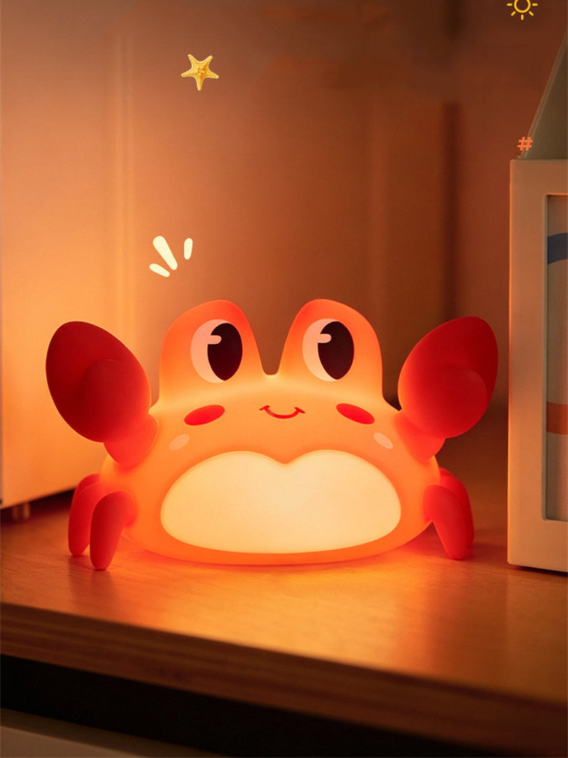 Cute Red Crab Silicone Night Light, Kawaii LED Nursery Lamp , Rechargeable Bedside Table Lamp for Kids Bedroom