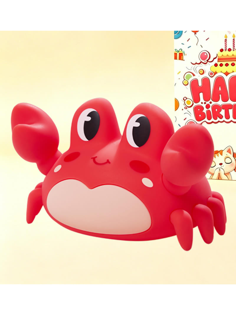 Cute Red Crab Silicone Night Light, Kawaii LED Nursery Lamp , Rechargeable Bedside Table Lamp for Kids Bedroom