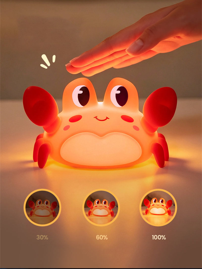 Cute Red Crab Silicone Night Light, Kawaii LED Nursery Lamp , Rechargeable Bedside Table Lamp for Kids Bedroom