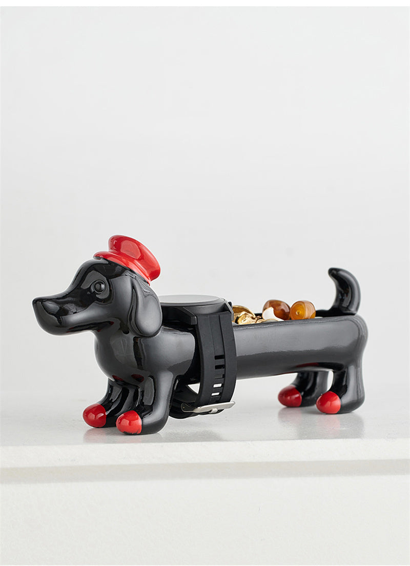 Cute Dachshund-Shaped Multi-Zone Storage Organizer - Cartoon Animal Decor for Jewelry, Keys & Small Accessories