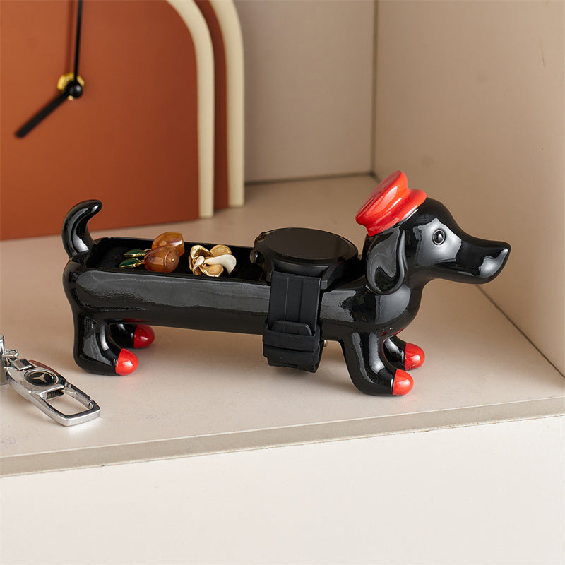 Cute Dachshund-Shaped Multi-Zone Storage Organizer - Cartoon Animal Decor for Jewelry, Keys & Small Accessories