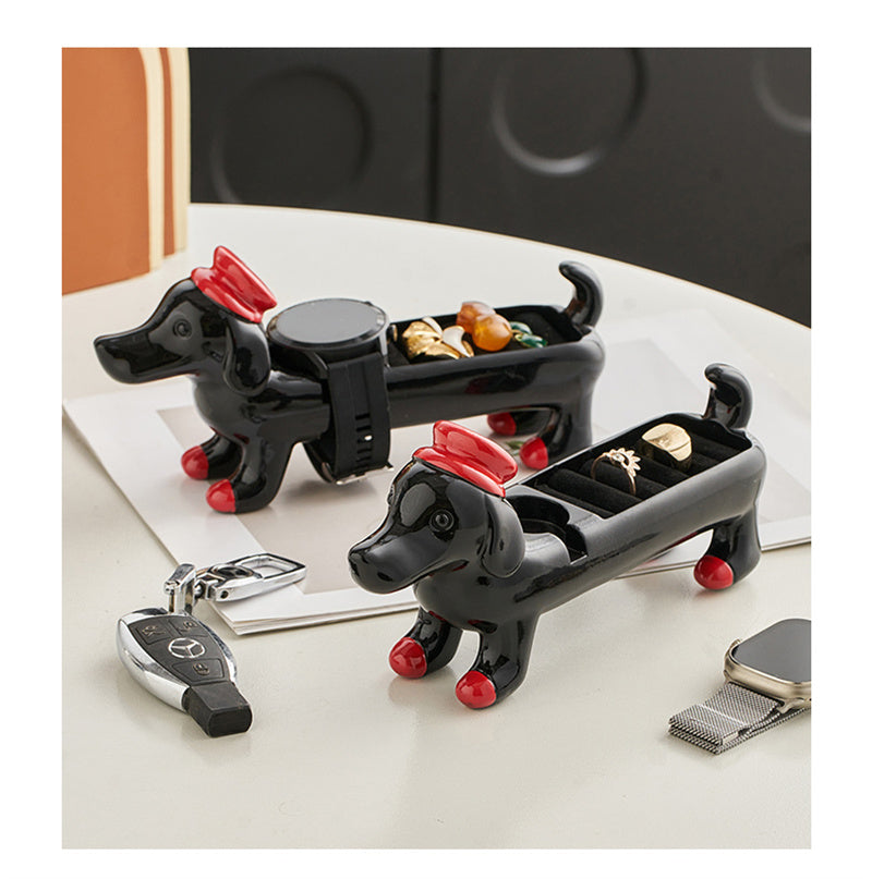 Cute Dachshund-Shaped Multi-Zone Storage Organizer - Cartoon Animal Decor for Jewelry, Keys & Small Accessories