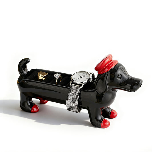 Cute Dachshund-Shaped Multi-Zone Storage Organizer - Cartoon Animal Decor for Jewelry, Keys & Small Accessories