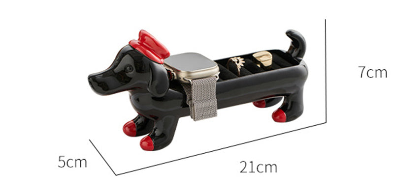 Cute Dachshund-Shaped Multi-Zone Storage Organizer - Cartoon Animal Decor for Jewelry, Keys & Small Accessories