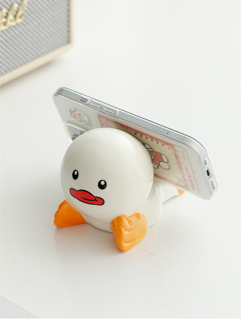 Cute Duck Ceramic Phone Stand,for Desk, Kitchen & Bedside