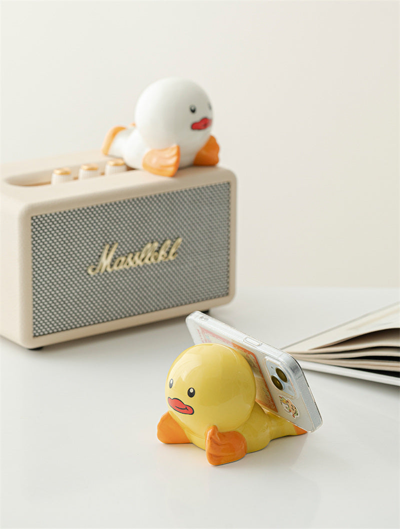 Cute Duck Ceramic Phone Stand,for Desk, Kitchen & Bedside