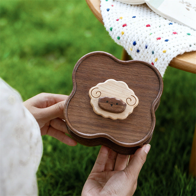 Cute Sheep Wooden Pen Holder - Black Walnut Wood Office Desktop Organizer