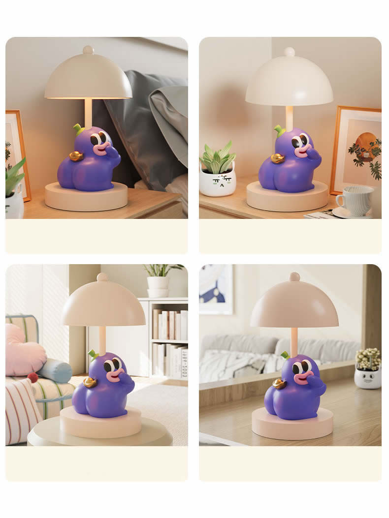 Cute Eggplant Night Light Lamp – Perfect Bedroom or Office Decor