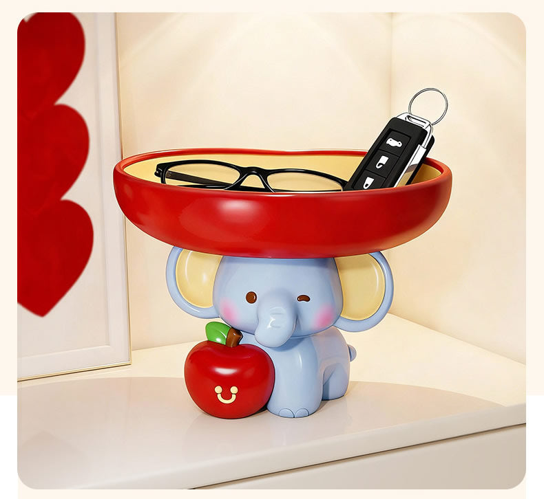 Cute Elephant Figurine with Candy Tray Key Holder Organizer for Home Decor Gift