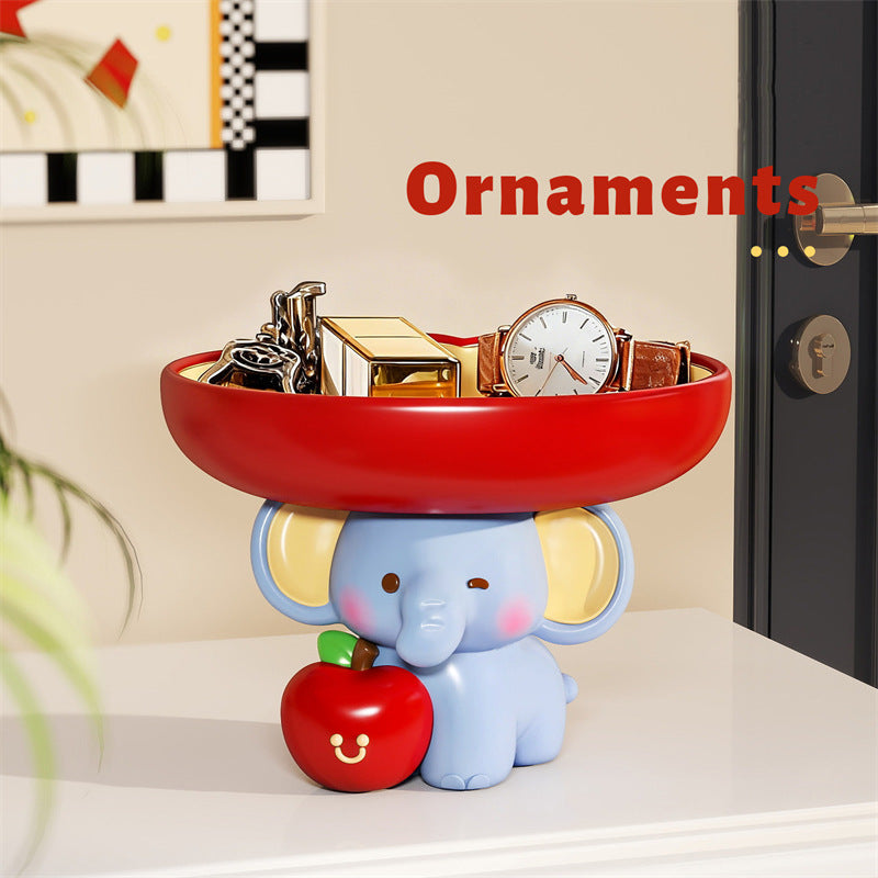 Cute Elephant Figurine with Candy Tray Key Holder Organizer for Home Decor Gift