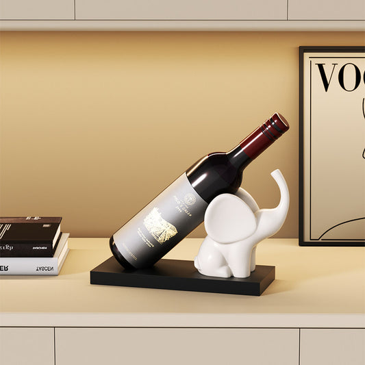 Cute Elephant Wine Bottle Holder, Sitting Elephant Wine Rack, Single Bottle Countertop Wine Display Stand, Minimalist Tabletop Bar Decor