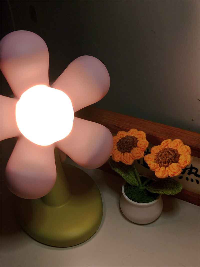Cute Flower-Shaped Decor Table Lamp with Animal Accent - Soft Light Desk Lamp for Bedrooms & Kids Rooms