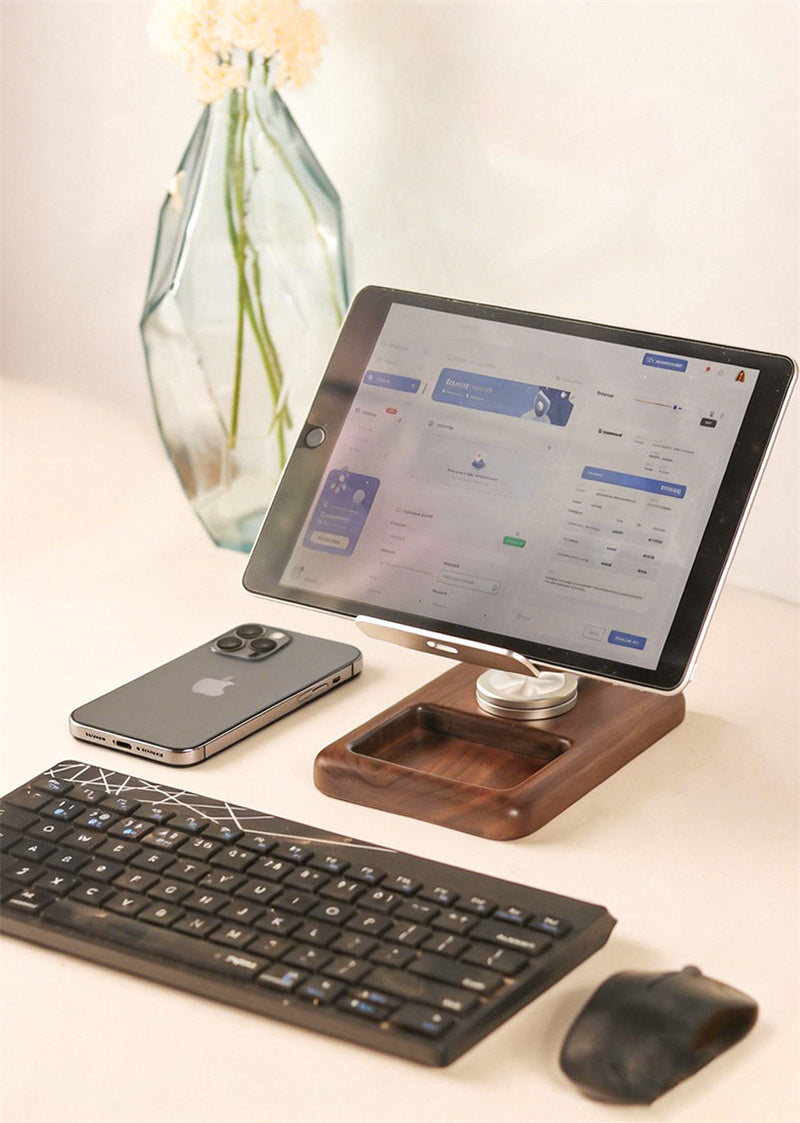 Cute Fox Rotating Wooden Phone & Tablet Stand - Adjustable Angle Desktop Holder