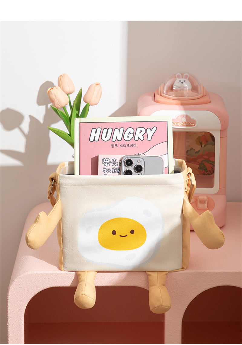 Cute Fried Egg & Red-Nose Cartoon Waterproof Fabric Storage Box - Desktop/Hanging Multi-Use Home Organizer