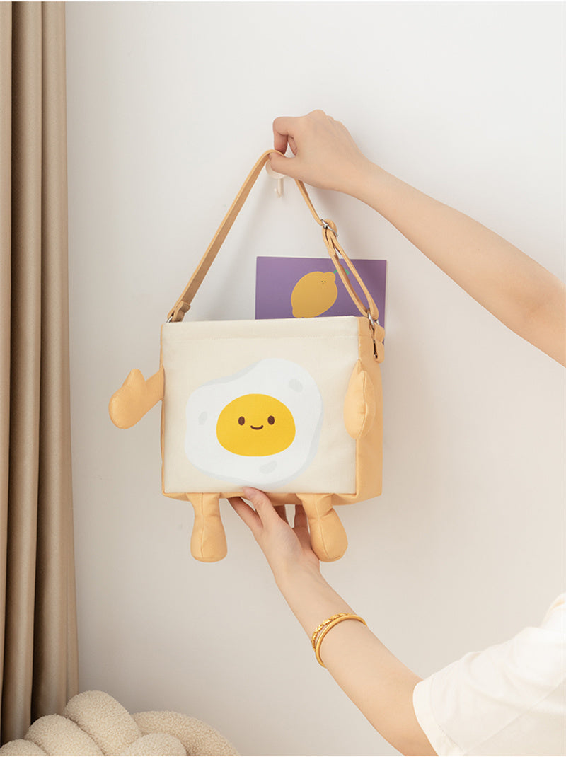 Cute Fried Egg & Red-Nose Cartoon Waterproof Fabric Storage Box - Desktop/Hanging Multi-Use Home Organizer