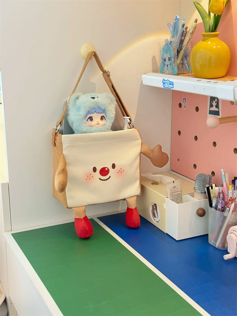 Cute Fried Egg & Red-Nose Cartoon Waterproof Fabric Storage Box - Desktop/Hanging Multi-Use Home Organizer