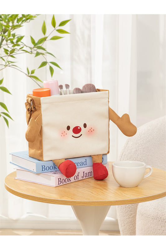 Cute Fried Egg & Red-Nose Cartoon Waterproof Fabric Storage Box - Desktop/Hanging Multi-Use Home Organizer