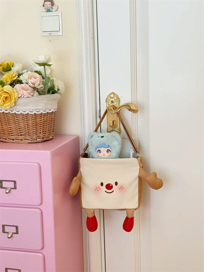 Cute Fried Egg & Red-Nose Cartoon Waterproof Fabric Storage Box - Desktop/Hanging Multi-Use Home Organizer