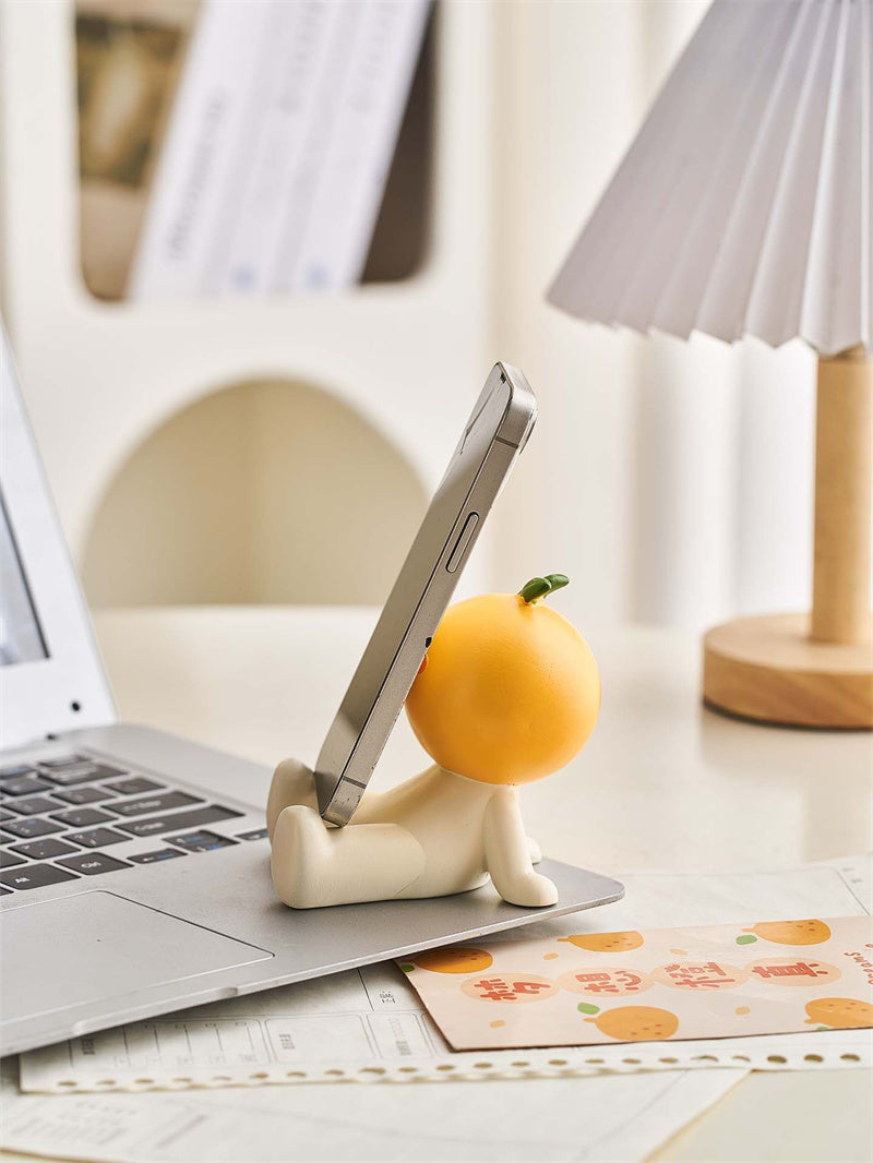 Cute Fruit Phone Stand - Apple & Orange Desktop Holder for Smartphones