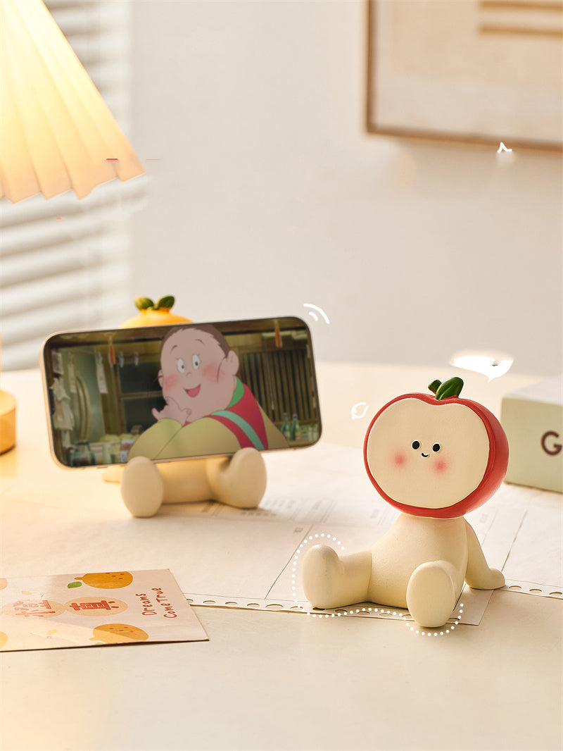 Cute Fruit Phone Stand - Apple & Orange Desktop Holder for Smartphones