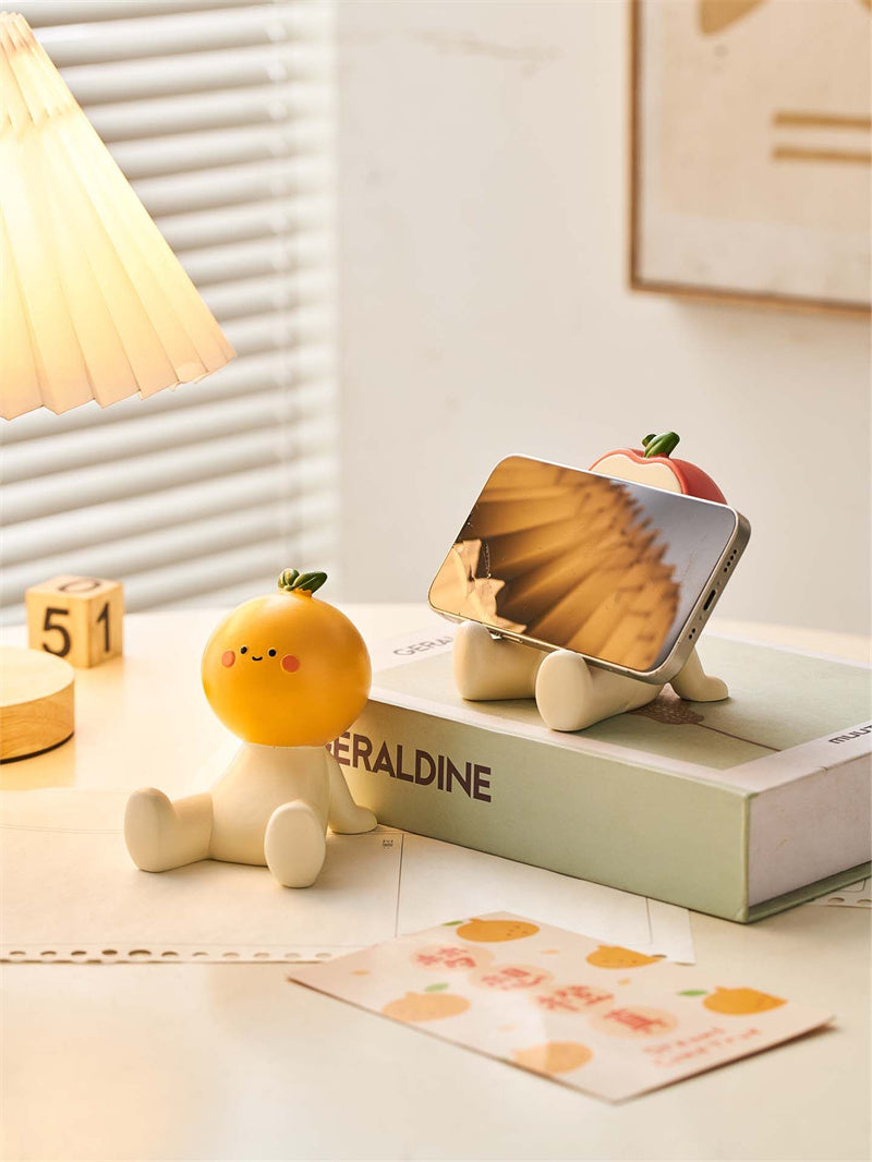 Cute Fruit Phone Stand - Apple & Orange Desktop Holder for Smartphones
