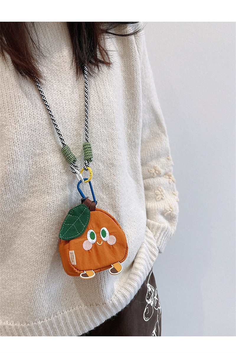 Cute Fruit-Shaped Mini Coin Purse - Kawaii Zippered Pouch  for Keys & Earbuds