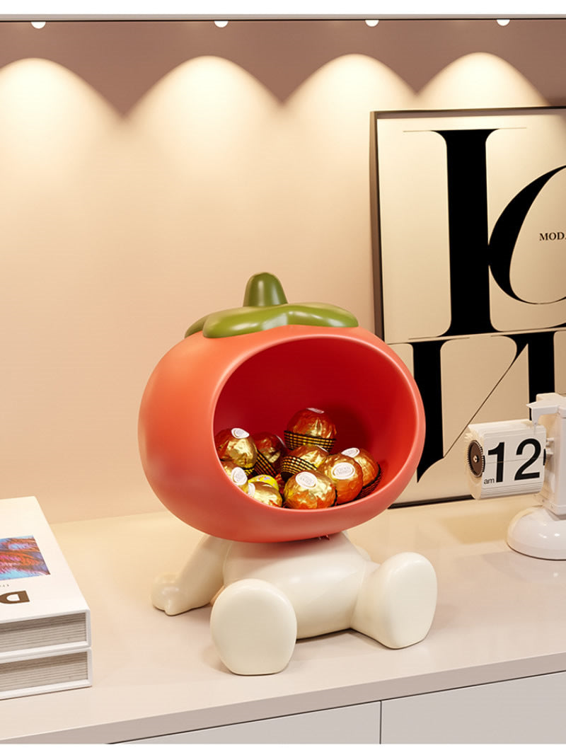 Cute Fruit-Themed Storage Tray,Orange Persimmon Art Ornaments