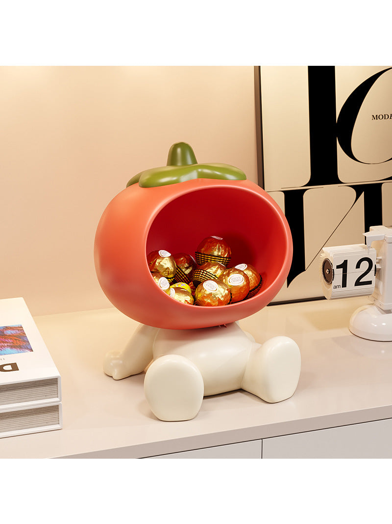 Cute Fruit-Themed Storage Tray,Orange Persimmon Art Ornaments