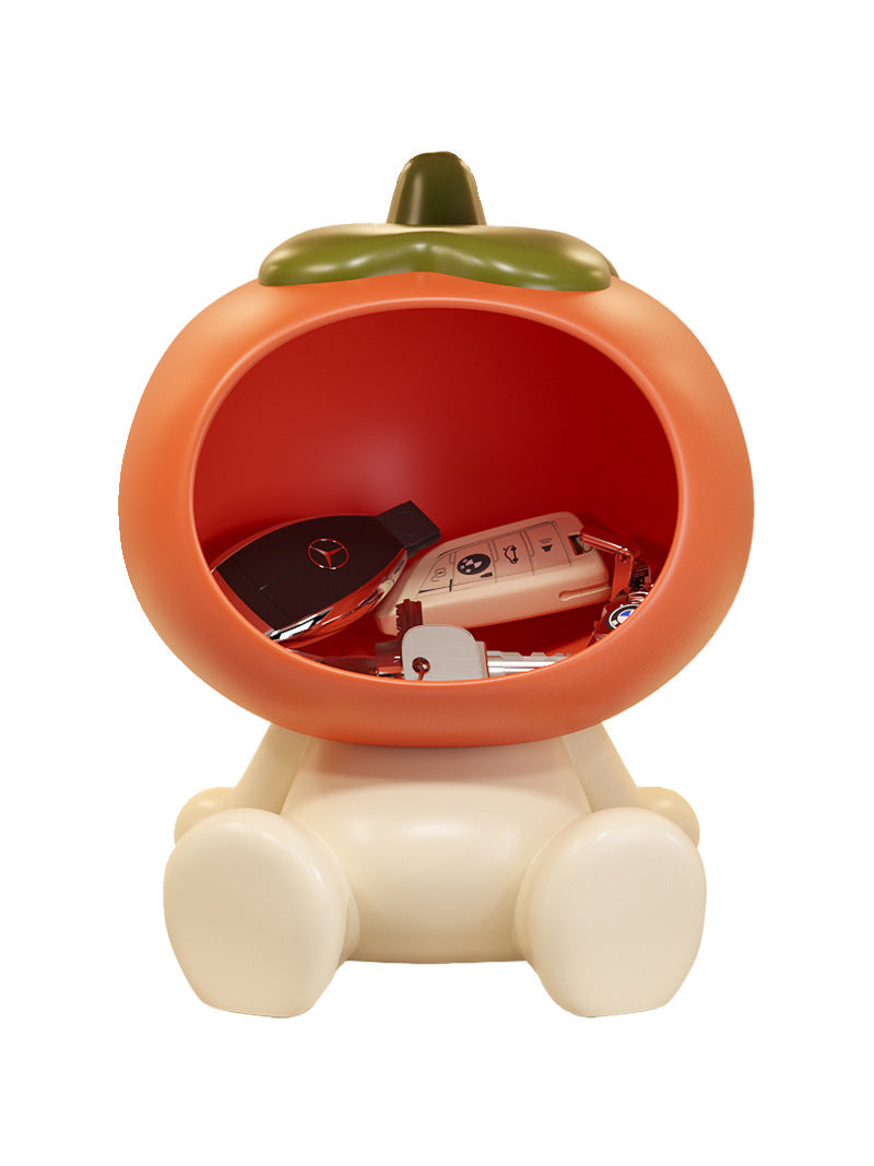 Cute Fruit-Themed Storage Tray,Orange Persimmon Art Ornaments